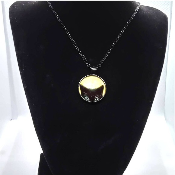 Halloween Black Cat Necklace Medallion Peeking Kitten Pendant Cat Lady Jewelry - Picture 1 of 10